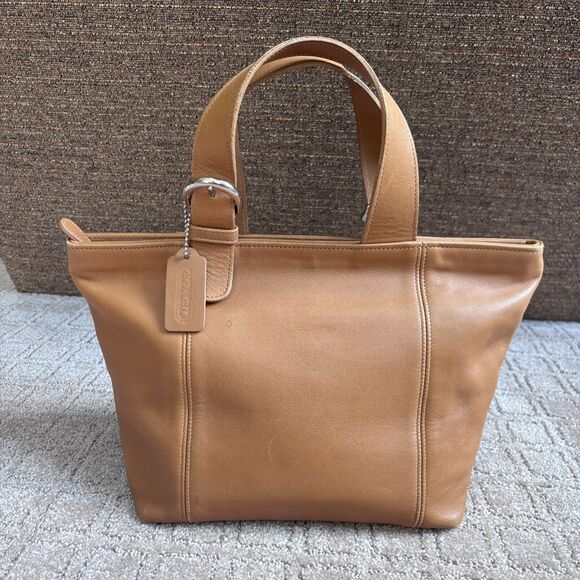 Coach Handbags - Coach Vintage Soho Waverly Tote Purse 4133 Tan Leather Classic 90s Mini Clean